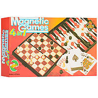 Шахматы магнитные 4в1 (шахматы, шашки, нарды, карты) 9841