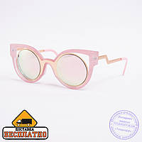 Солнцезащитные очки кошачий глаз розовые - 901