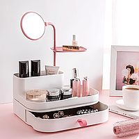 Настольный органайзер для косметики с зеркалом "Cosmetic organizer 7009" Белый, органайзер для мелочей (VF)