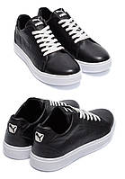 Мужские кожаные кроссовки Puma (Пума) P20 ч, мужские кожаные туфли черные, кеды повседневные. Мужская обувь