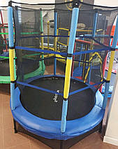 Батут Just Fun 140 см, до 60 кг. Синьо-жовтий, зовнішня сітка. Для дому та вулиці, фото 3