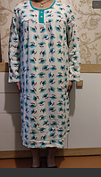 Красива жіноча сорочка для сну з натуральноі байки в квіточку, одяг для дому, роз. 54-56 (3,4 XL)