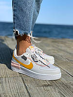 Кроссовки, кеды отличное качество Nike Air Force 1 SHADOW White Grey Orange Размер 36 41