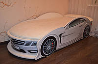 Детская кровать машина "Mercedes" белая с матрасом