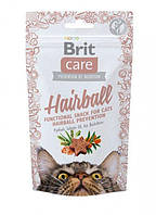 Лакомство Brit Care Hairball для предотвращения образования шерстяных комочков у кошек с уткой 50 г