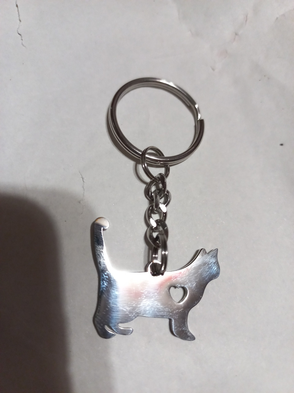 Брелок на ключи кот кошка серебристый металл сердечко я люблю кошек - фото 5 - id-p1715653076