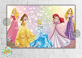 Плакат "Принцеси Діснея" (5 принцес стоять) 120х75 см, на дитячий День народження -