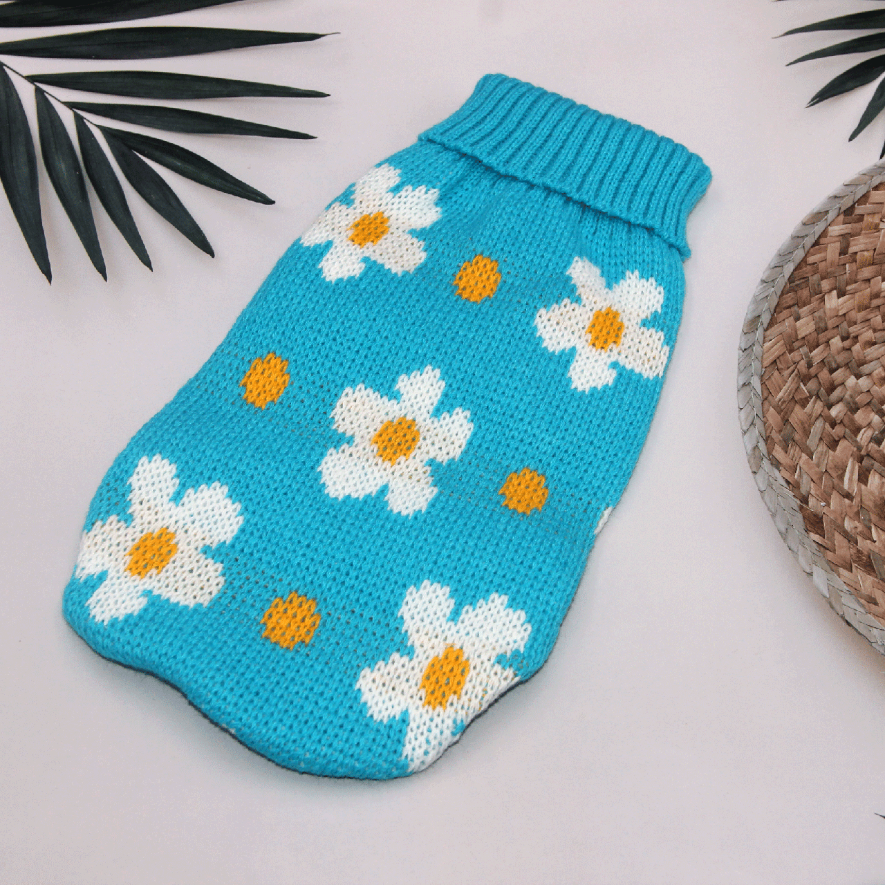 В'язаний акриловий светр для собак Pet Style "Блакитна квітка" XS