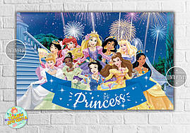 Плакат "Принцеси Діснея"Салют 120х75 см, на дитячий День народження -