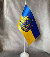 Флажок настольный двусторонний Украины с большим гербом
