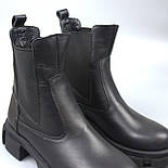 Шкіряні чорні челсі черевички на резинках жіноче зимове взуття 36 37 38 39 COSMO Shoes New Chelsea Black Leather, фото 7