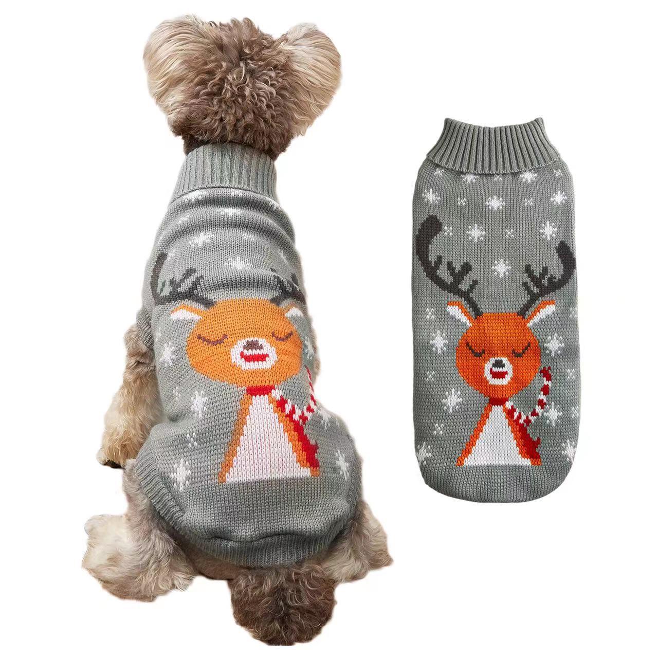 В'язаний акриловий светр для собак Pet Style "Сірий лось" XS