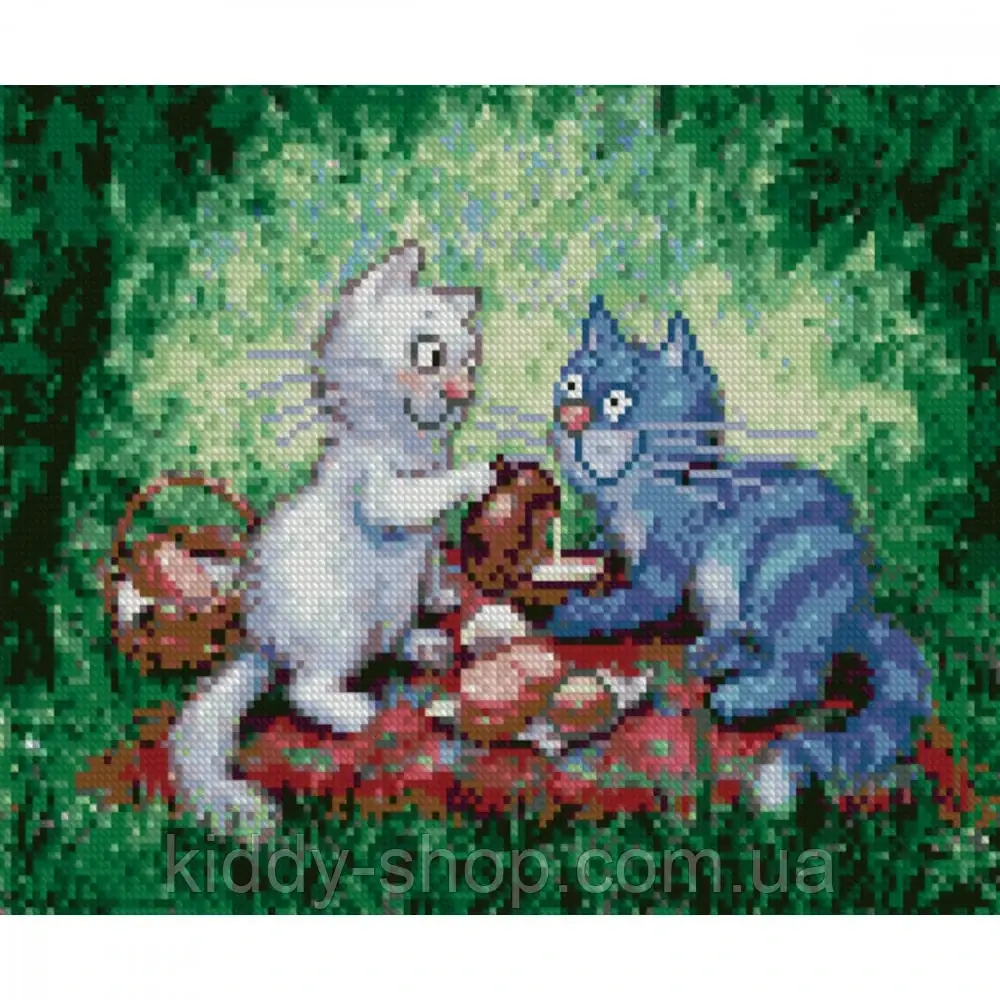 Алмазна вишивка. Картина на підрамнику "Пикник на лузі", розмір 40x30 см, фото 1