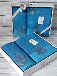 Подарунковий набір рушників MOZ Туреччина Блакитний