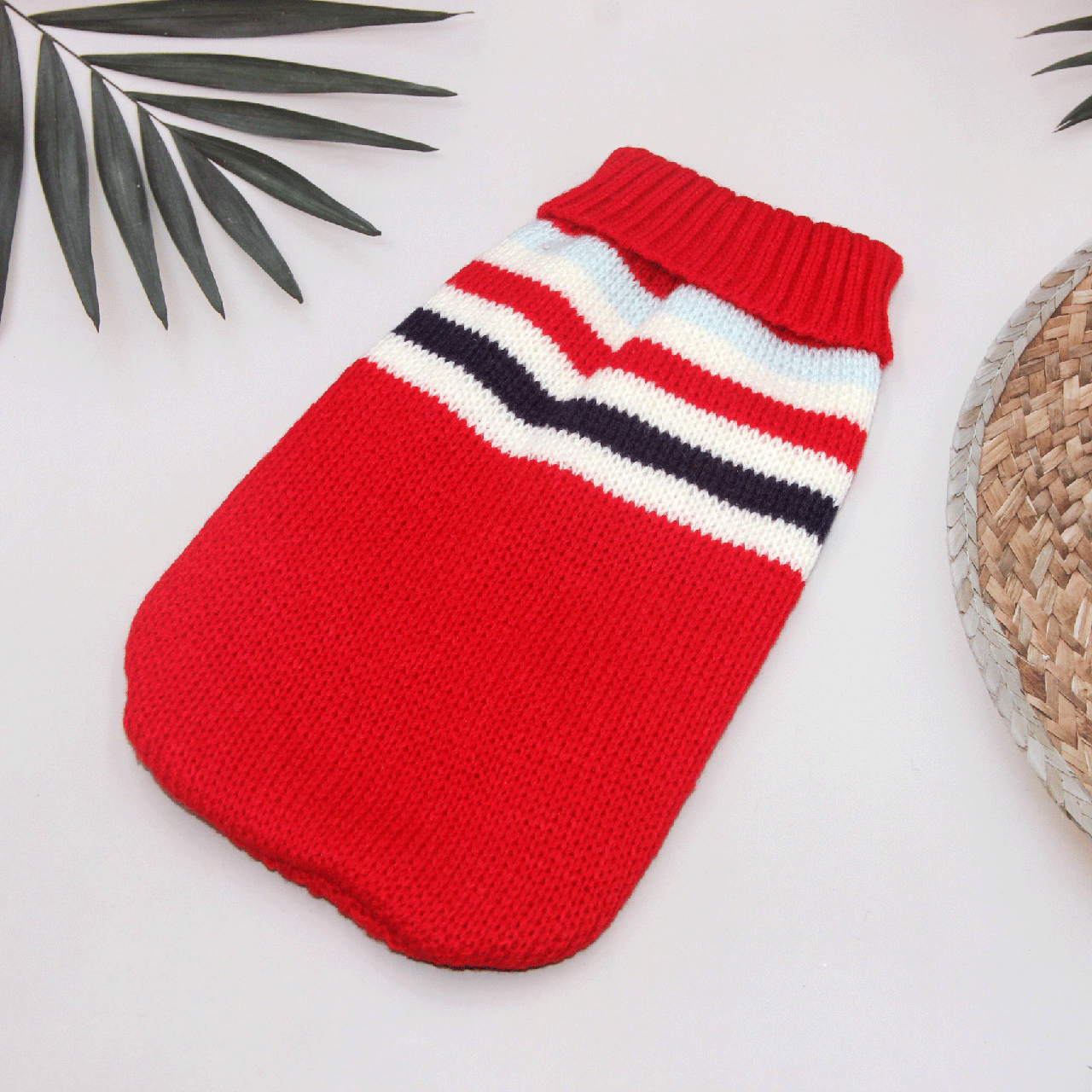 В'язаний акриловий светр для котів Pet Style "Червоні смуги" XS