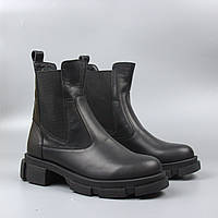 Кожаные черные челси женская обувь больших размеров 40-44 COSMO Shoes New Chelsea Black Leather BS 26, 40