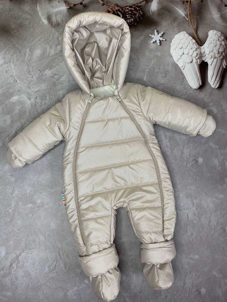 Дитячий демісезонний цільний комбінезон 68, 74, 80 розмір - осінньо-весняний комбінезон для дітей від 0  до 18 міс