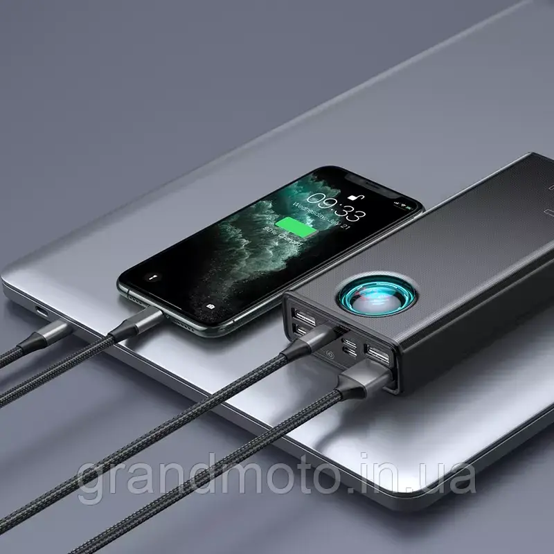 Потужний Power Bank Baseus 65 Вт 30000 мА·год PD Quick Charge FCP SCP павербанк для ноутбука роутера