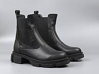Шкіряні чорні челсі жіноче зимове взуття 40-44 COSMO Shoes New Chelsea Black Leather