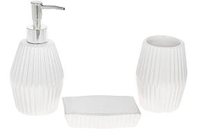 Набір для ванної (3подмети): дозатор, стакан для зубних щіток, мильниця, білий (304-972)