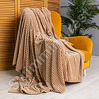 Плед Покривало мікрофібра "Квадратик"  180х200 см в подарунковій сумці Бежевий