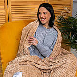 Плед Покривало мікрофібра "Квадратик" 180х200 см в подарунковій сумці Бежевий, фото 3