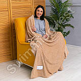 Плед Покривало мікрофібра "Квадратик" 180х200 см в подарунковій сумці Бежевий, фото 2