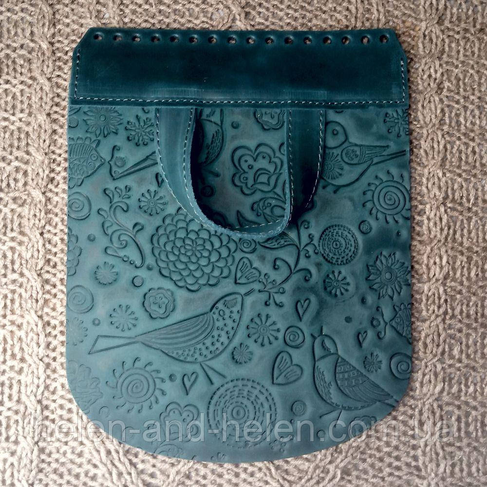 Клапан для рюкзака "Пташки". Колір Морська хвиля, фото 1