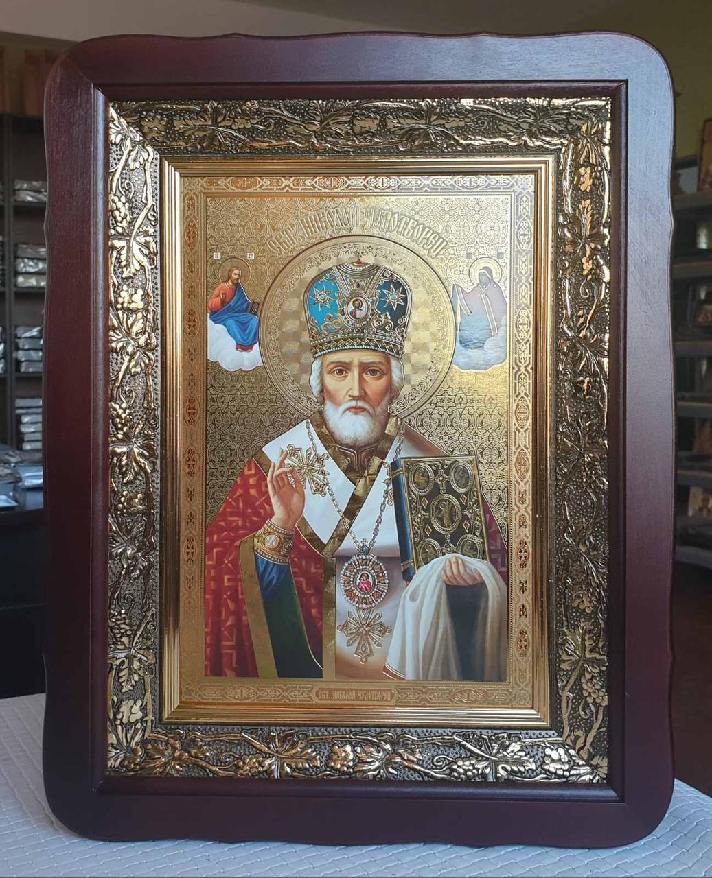 Икона Николая Чудотворца в Митре, Киот 32×42см — Купить Недорого на ...