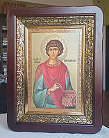 Икона Пантелеймона целителя, киот 32×42см