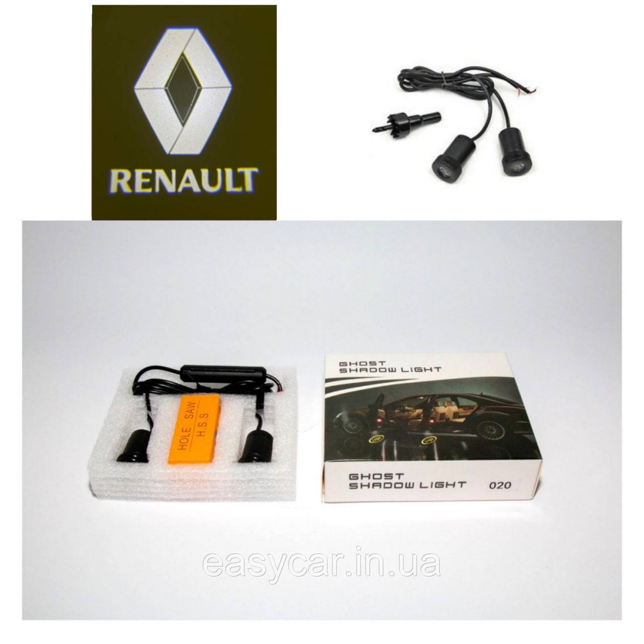 Логотип підсвічування дверей Рено door logo Renault RED