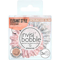 Резинка-браслет для волосся «рожева та срібна» Invisibobble Sprunchie Slim Bella Chrome