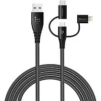 Дата-кабель Tronsmart LAC10 USB (тато) - Lightning/microUSB/USB Type C (тато) 1.2m Gray