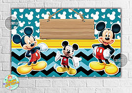 Плакат "Міккі Маус" синій 120х75 см, на дитячий День народження -