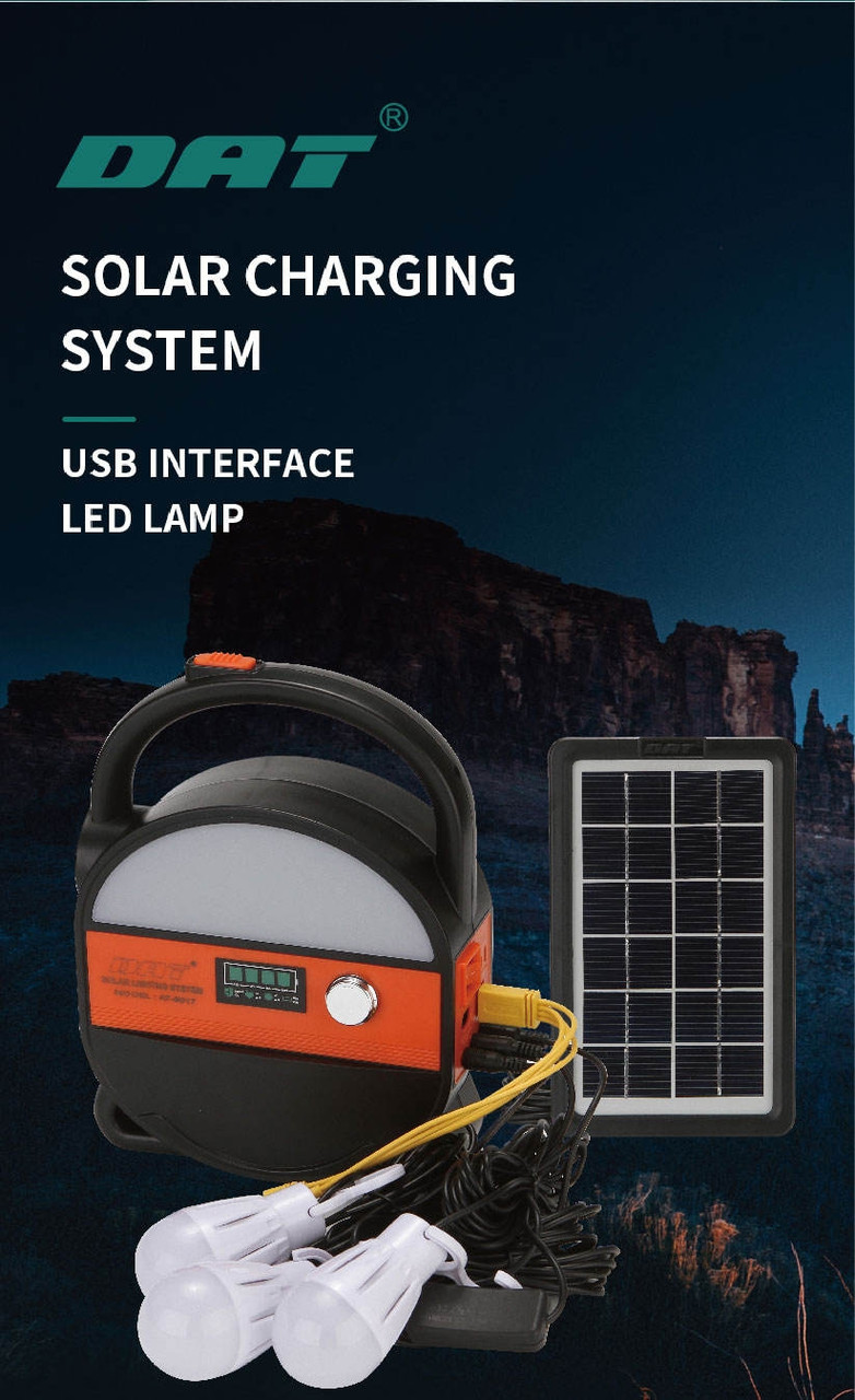 Переносний ліхтар Solar Light DAT AT-9016B 9000 MAh (Вбудований акумулятор, 3 лампочки, USB)