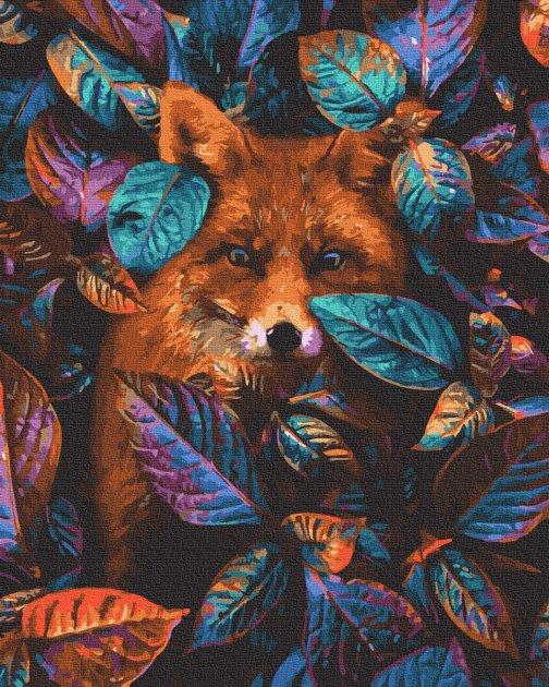 Картина за номерами Лисиця в листі Картини в цифрах Лиса 40х50 см Набір для розпису Лисичка Rainbow Art GX34615, фото 1