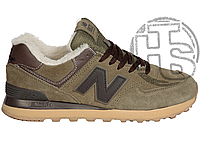 Мужские кроссовки New Balance 574 Brown Khaki (с мехом) ALL03731