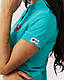Жіноче медичне поло бірюза з вишивкою "Губи", фото 4