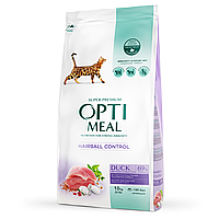 Сухой корм Optimeal Супер Премиум для котов с эффектом выведение шерсти с уткой 10кг