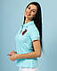 Жіноче медичне поло ментол з вишивкою "Серце", фото 3