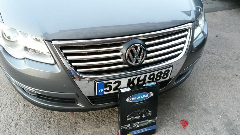 Накладки на решетку (8 шт, нерж) Carmos - Турецкая сталь для Volkswagen Passat B6 2006-2012 гг - фото 2 - id-p1739297506