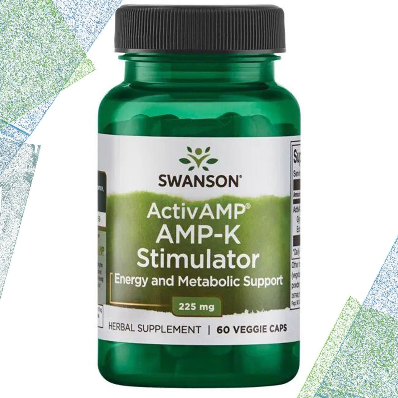 Для схуднення, спалювання жиру Swanson ActivAMP AMP-K Stimulator 225 мг 60 вегетаріанських капсул