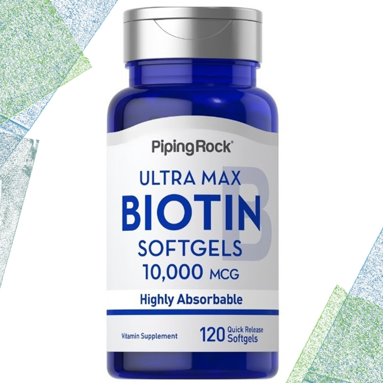 Біотин Piping Rock Softgels Biotin 10.000 мкг 120 гелевих капсул, фото 1