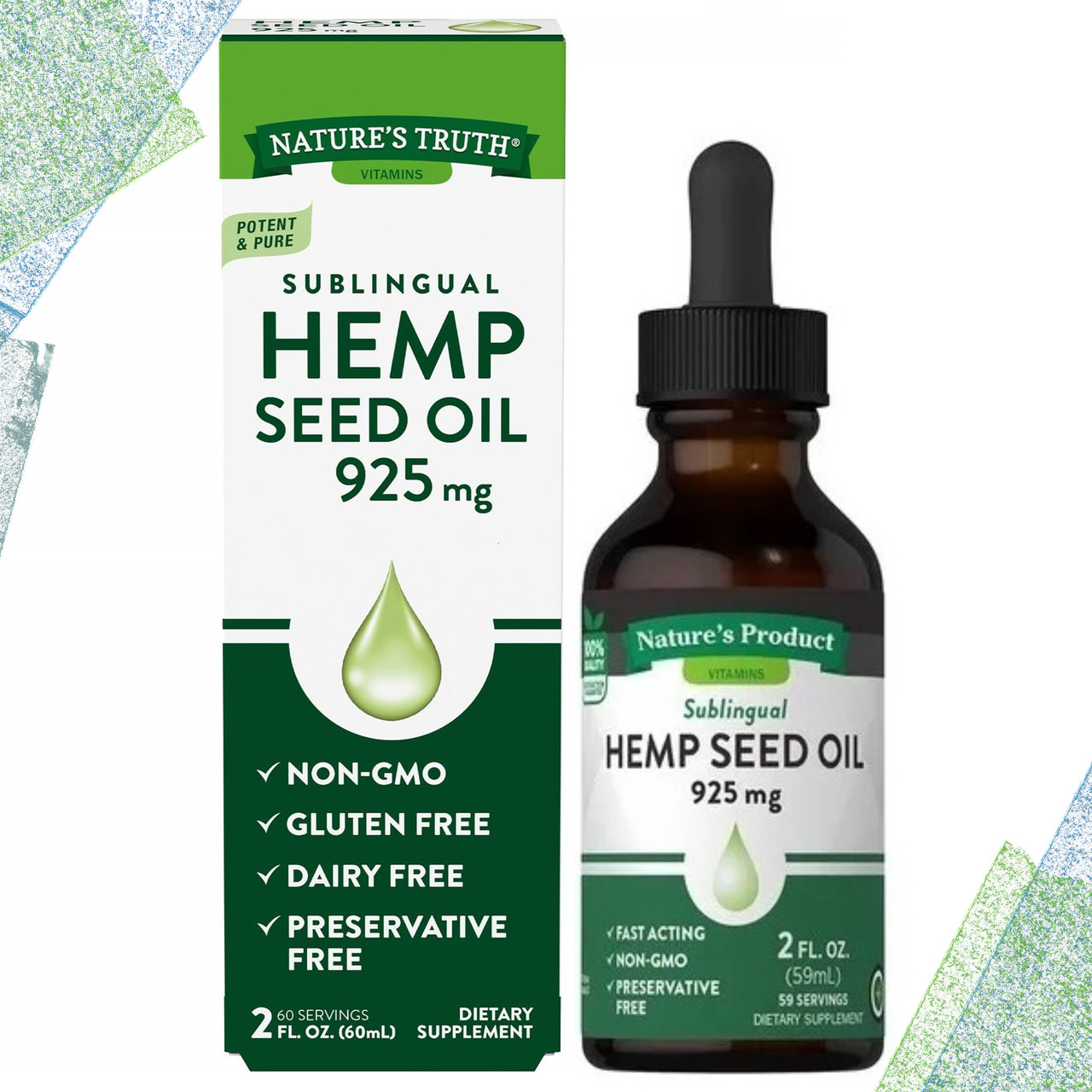 Конопляна олія + Омега 3, 6, 9 Nature's Truth Hemp Seed Oil 925 мг (contains Omega 3, 6, 9) 59 мл