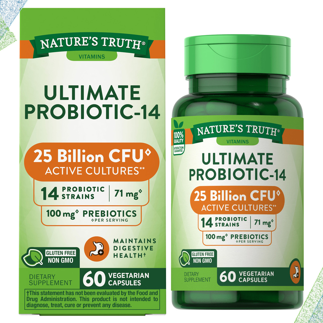 Пробиотик Nature's Truth Ultimate Probiotic-14 (25 биллион активных культур) 60 вегетарианских капсул - фото 1 - id-p1736374849