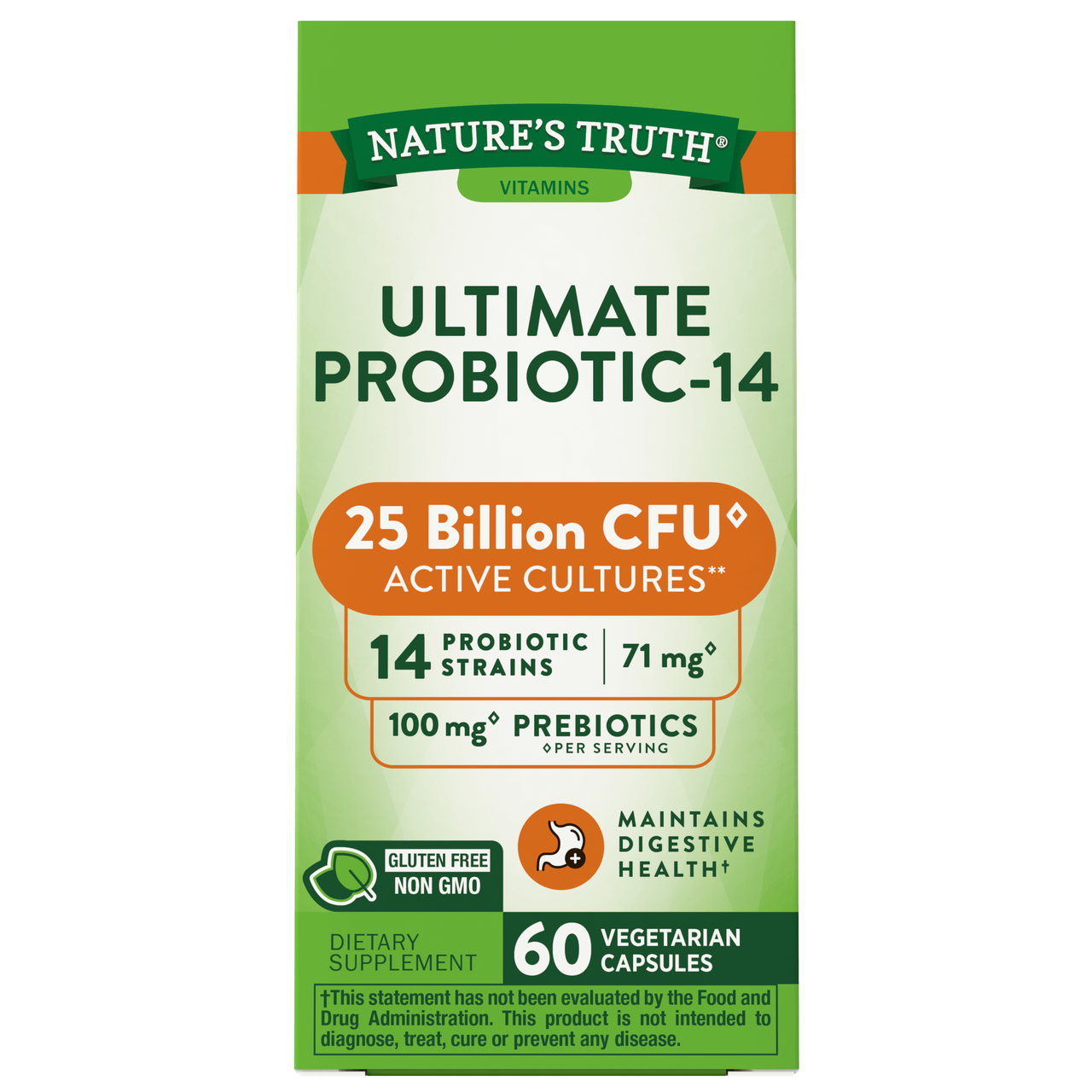 Пробиотик Nature's Truth Ultimate Probiotic-14 (25 биллион активных культур) 60 вегетарианских капсул - фото 3 - id-p1736374849