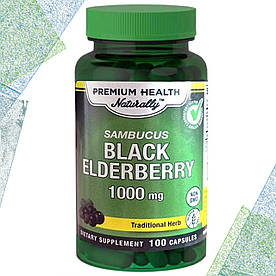Чорна Бузина Premium Health Naturally Sambucus Black Eldelberry 1000 мг 100 капсул