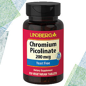 Хром піколінат Lindberg Chromium Picolinate 200 мкг 250 вегетаріанських таблеток (Без дріжджів)