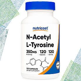 Для мозку, для щитоподібної залози Nutricost N-Acetyl L-Tyrosine 350 мг на порцію 120 капсул