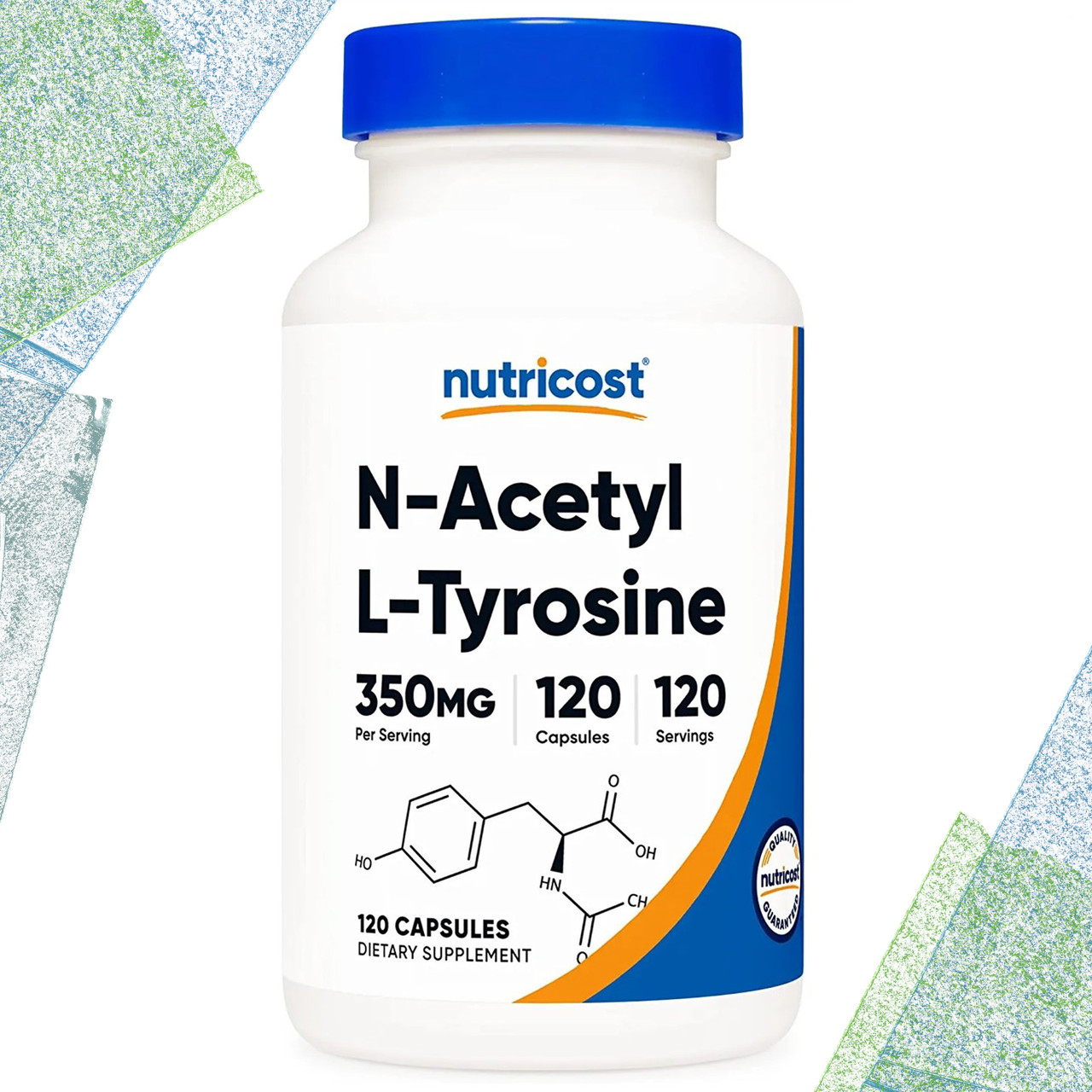 Для мозга, для щитовидки Nutricost N-Acetyl L-Tyrosine 350 мг на порцию 120 капсул - фото 1 - id-p1737365455